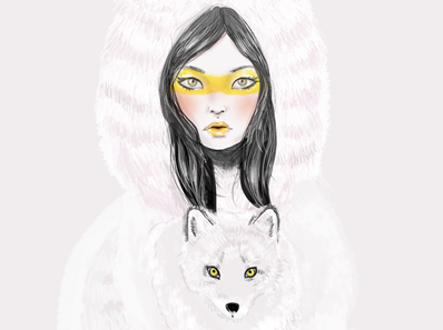 arctic princess fox girl illustration pretty winter
