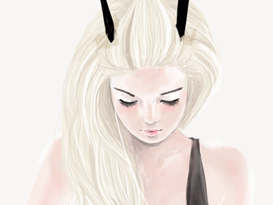 bad blond bxtch art blond blonde fashion girl horn illustration