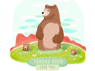 mama bear love bear cute illustration mom mothers day