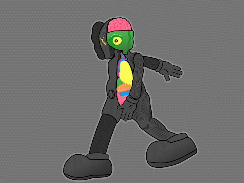 KAWS Dissected Companion after effects animation character colorful graffiti illustrator kaws modern neon streetwear walk cycle