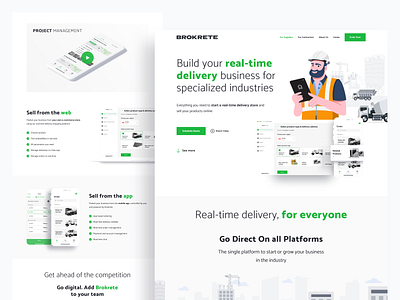 Brokrete Website Updates app branding building character concrete delivery illustration landing logo mockup ui ux web website