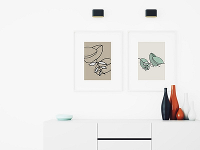 Eucalyptus leaves. Set of posters abstract eucalyptus hand drawn home decor leaves line drawing poster