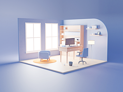 Home office 3d illustration