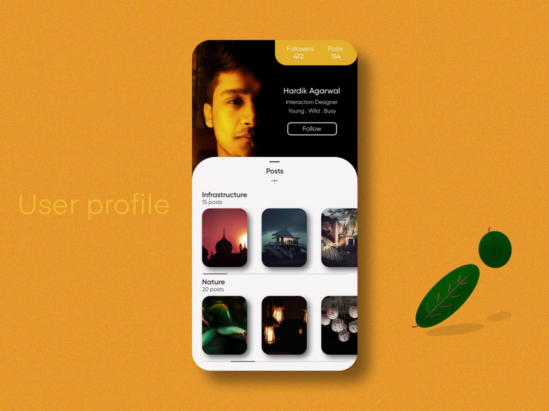 User Profile | Daily UI #006 vector design app flat minimal ux ui screens mobile design front end user experience user interface debut user profile profile user dailyui006 daily ui 006 daily ui daily