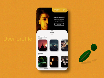 User Profile | Daily UI #006 app daily daily ui daily ui 006 dailyui006 debut design flat front end minimal mobile design profile screens ui user user experience user interface user profile ux vector