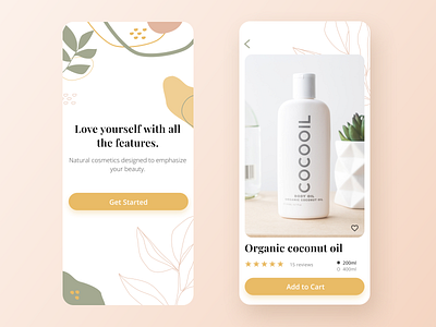 Cosmetics mobile app cosmetics design illustraion minimalism mobile app natural cosmetics online store ui ux