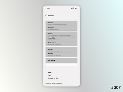 DailyUI #007 - Settings app art design typography ui ux web