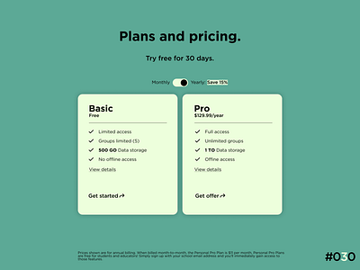 DailyUI #030 - Pricing