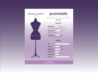 Model agency application form