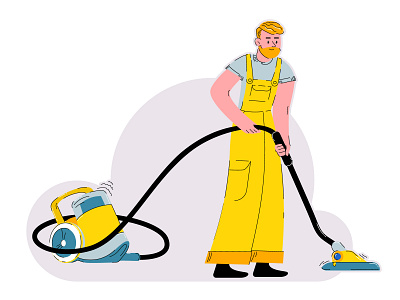 Car wash worker with vacuum cleaner