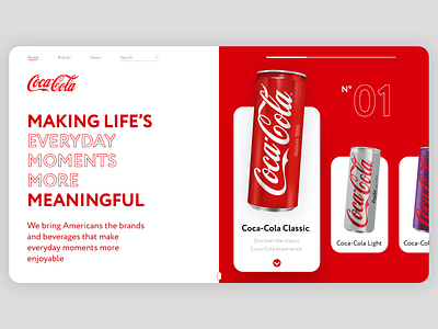 Coca-Cola - Website Redesign adobexd brand branding coca coca cola concept design drink home internet minimal new red redesign ui web