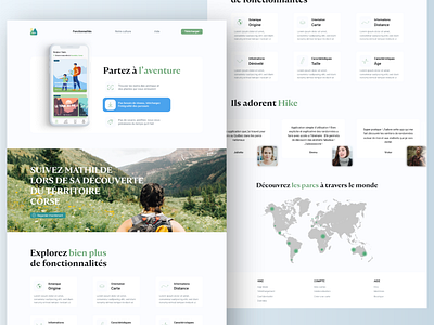 Hike - One pager adobexd app branding design flat green illustration landingpage martin onepage pontegnier product designer ui ux vector