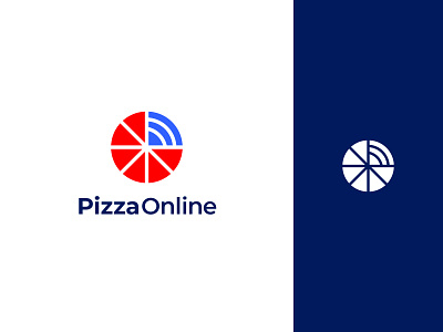 Pizza Online Logo Design 2d app icon app logo branding creative design illustration logo logo design minimalist logo pizza typography ui