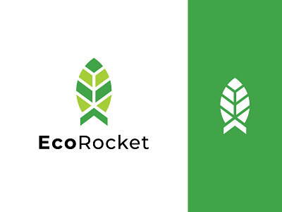 Eco Rocket Logo app logo branding design green illustration leaf logo logo design minimalist logo rocket typography ui