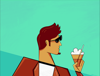 Ice Coffee blue characterdesign coffee color drink illustration man