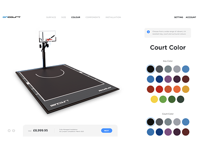 3D configurator of a sports equipment ”OnCourt” 3d configurator basketball court interactive website product configurator
