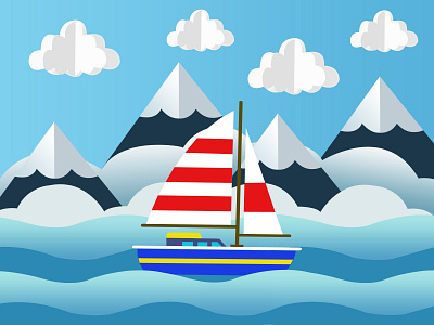 Boat, Cloud, See and Mountains
