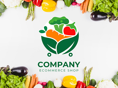 E-commerce Logo ( Fruits & Vegetable Shop ) adobe photoshop advertising app branding design ecommerce icon illustration logo typography ux vector
