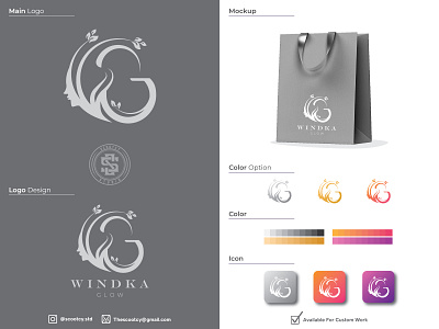 Windka Glow abstractlogo branding customlogo design elegant glow graphic design healthlogo illustration lettering logo logodesign luxurylogo minimalist product simplelogo skincare ui vector wordmarklogo