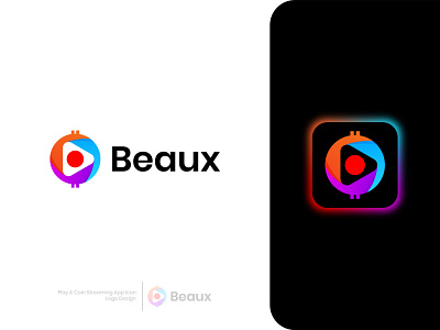 Beaux Play Logo - Steaming Logo - Coin Logo - App icon logo