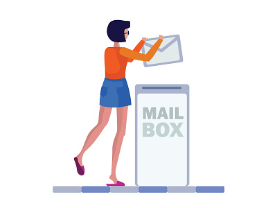Contact girl in action. adobe illustrator contact contactus flat flatdesign flatillustration girl character girl illustration mail mailbox simplycooldesign