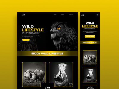Wild lifestyle Photography Landing page (Web and Mobile View)