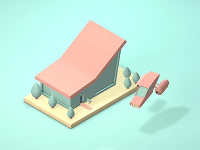 Retrofuturistic House 3d 3d illustration 3d modeling isometric isometric design isometric illustration low poly low poly lowpoly lowpoly3d lowpolyart lowpolygon maxon maxon3d maxonc4d