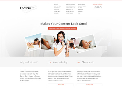 Contour Website Homepage Header Design animated captions business corporate full width header layout logo menu navigation template ui web design website
