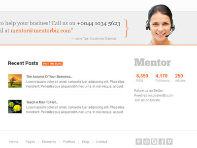 Mentor Template's Footer Layout design footer layout posts responsive template ui website widget