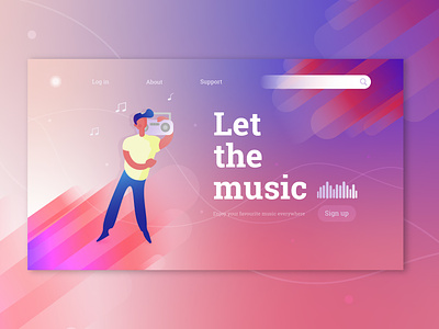landing page for digital music streaming service