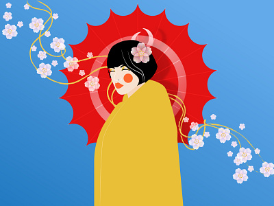 Japanese Geisha 2d character art cartoon colorful digital flat geisha girl girl character illustration illustration art japan japanese poster poster art woman