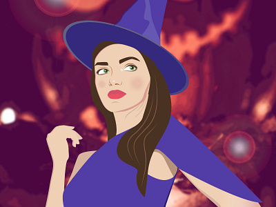 Halloween witch 2d art cartoon character colorful girl halloween illustration magic mistic scary vector witch
