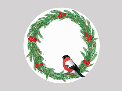 Christmas wreath 2d art bird card digital graphic design holidays illustration illustrations illustrator new year postcard poster tree winter wreath
