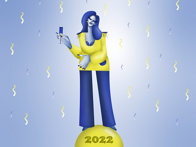 Celebrating New Year 2022 2022 3d art cartoon celebration character christmas design digital flat girl holiday illustration new year poster vector
