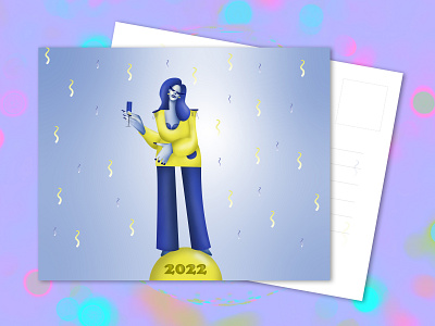 New Year postcard 2d art characre character design designgraphic design digital flat girl illustration photoshop postcard poster trend trendy vector
