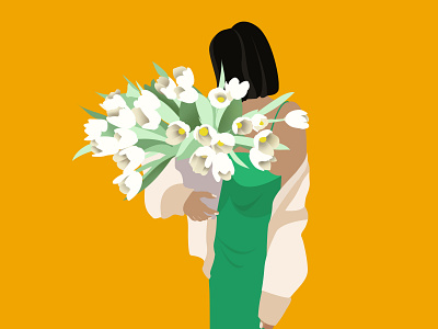 Spring is coming 2d art cartoon character design digital fashion flat flower flowers girl illustration people peopleillustration portrait poster spring vector woman yellow