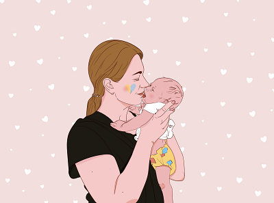 Mothers love 2d art character child digital girl illustration love minimal mom poster vector woman