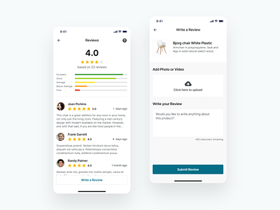 Product Reviews app design ecommerce app furniture store ios online shopping product ratings product reviews ratings reviews stars ui user feedback ux write review
