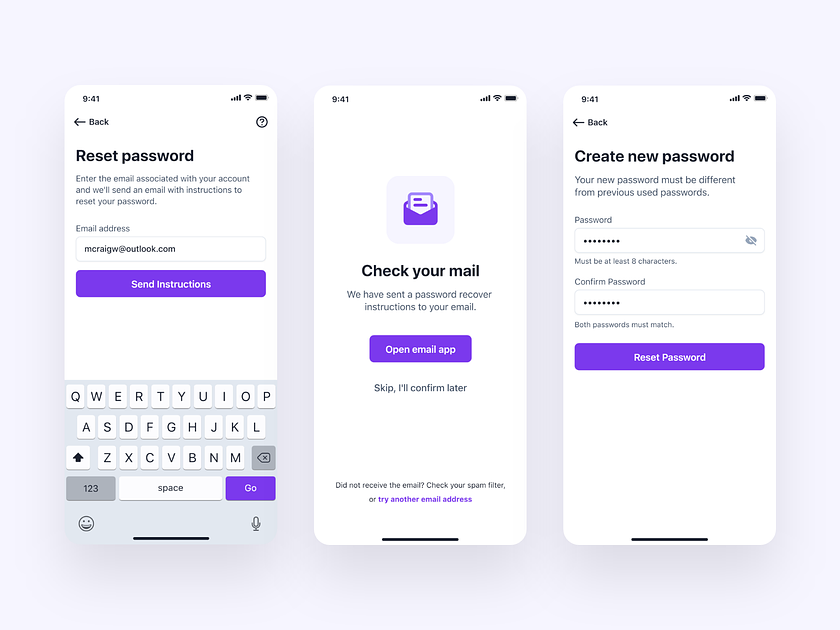 Password Reset Flow by Sahil Vhora on Dribbble