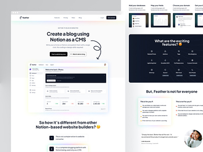 Feather — Landing Page blog cms features landing page marketing page saas ui ui design ux ux design web design website