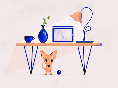 Desk and dog adobeillustrator adobephotoshop digitalartwork digitalillustration flatdesign illustration vectordesign
