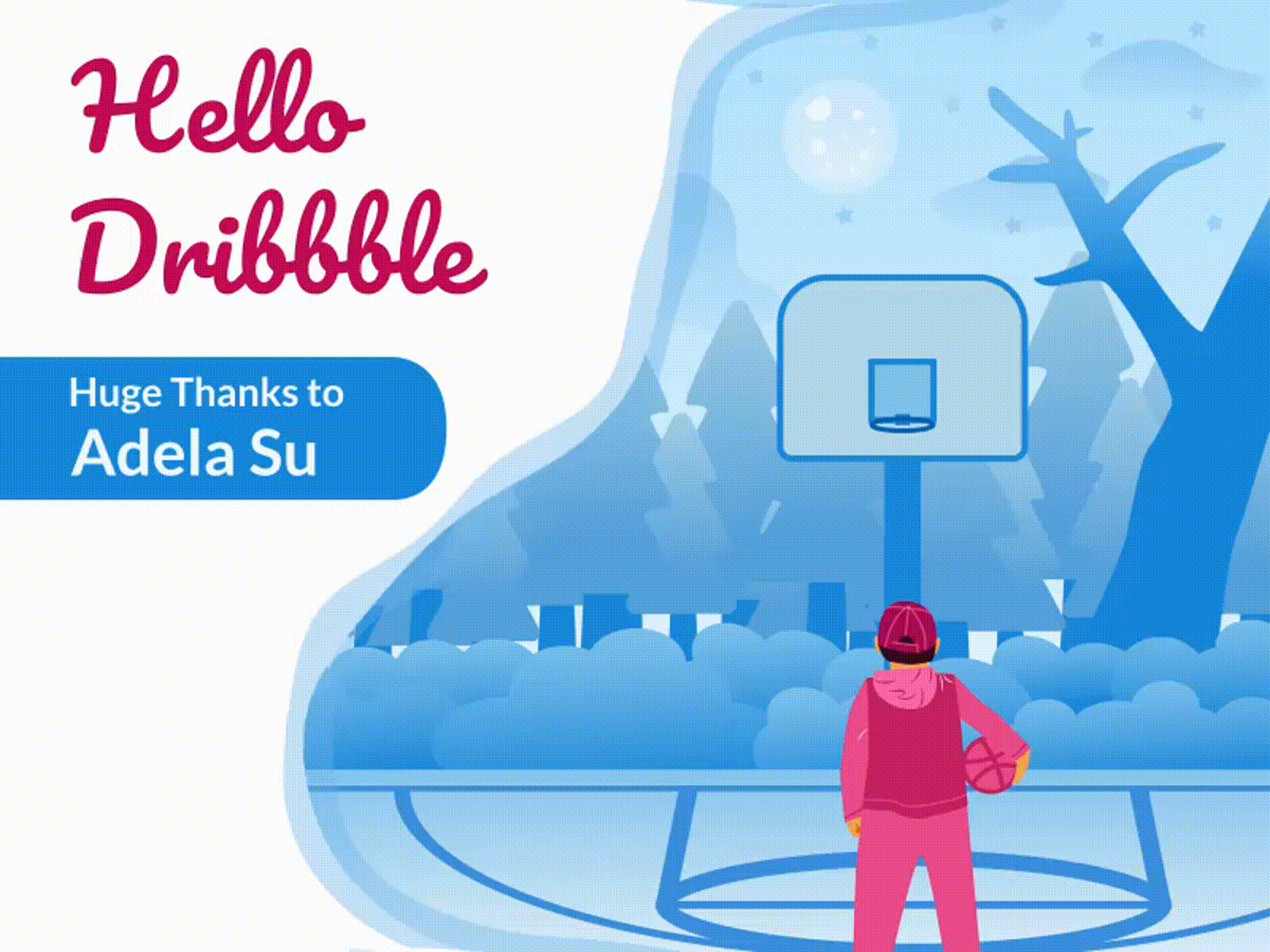 Hello Dribbble! I'm Yardho basketball design flat hello hello dribbble illustration landscape