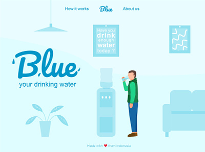 Hero Page Blue Web drinking drinking water gallon hero banner illustration one page ui ui ux ui design vector vector illustration web design