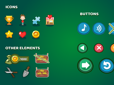 UI icons and buttons Veggies4MyHeart