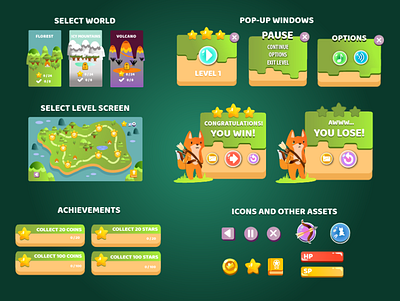 UI Design Archer Fox game ui ui uiux user interface