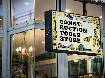 Tools store sign adobe illustrator adobe stock chunkfive construction doodle doodles eps gray illustration shop sign tools store vector yellow