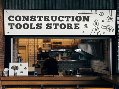 Tools store sign adobe illustrator adobe stock chunkfive construction doodle doodles eps gray shop sign vector