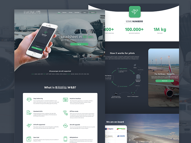 Aircraft platform website aircraft airlines minimal clean pilots platform