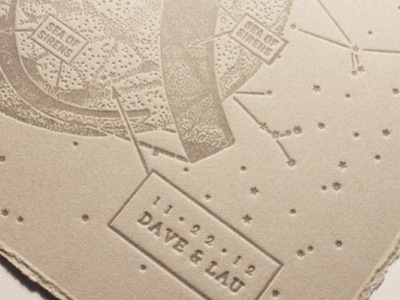 The Moon and Stars. announcement gray letterpress silver wedding