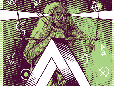 NMASS Yogi. alien green icons language mystical shit poster purple silkscreen triangle yogi